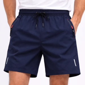 Active Navy Mens Performance Sports <b>Shorts</b> Lightweight Quick Dry Running Gym Training <b>Shorts</b> with Elastic Waist and <b>Zip</b> <b>Pockets</b> - Product Image 1