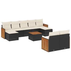Conjunto de Sofás Modulares Grandes de Ratán Sintético Negro para Jardín, Muebles Modulares Elegantes para Exteriores - Product Image 2