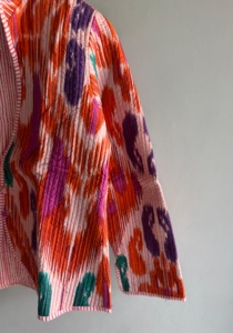 <b>Quilted</b> <b>Jacket</b> Women's V-Neck Three Quarter Sleeve Geometric Spring Fashion Coat Pink Orange Purple Green <b>Patterned</b> Outer gift - Product Image 5