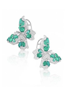 <b>Moissanite</b> Pear Cut Butterfly Stud <b>Earrings</b> Rhodium Plated 10K 14K 18K Gold 925 935 Silver Fine Jewelry - Product Image 2