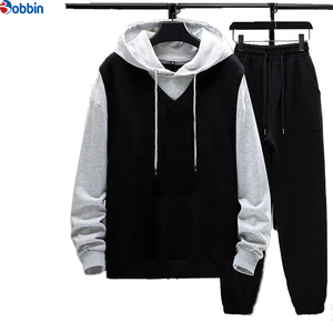 Trajes Deportivos para Hombre, Sudadera con Capucha de Bloques de Color, Manga Larga, Ropa Casual de Otoño con Cierre de Cordón y Bolsillos Laterales - Product Image 1