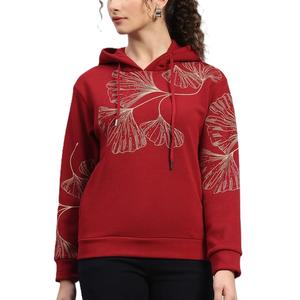 Haut à manches longues décontracté pour femme, imprimé et à motifs, style hiver, nouveau modèle, sweat à capuche en tissu éponge doublé, vente en gros - Product Image 1