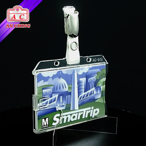 Two Cards Available Crystal Clear Horizontal Credit Card <b>ID</b> Badge <b>Holders</b> - Product Image 5