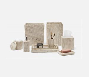 Ensemble de salle de bain de luxe en marbre, best-seller, avec distributeur de savon, porte-brosse à dents, gobelet et porte-savon pour une décoration de salle de bain moderne - Product Image 1