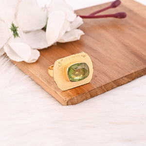 Fashion Hydro Gemstone <b>Brass</b> Gold Plated Handmade Stylish <b>Ring</b> for Women - Product Image 2
