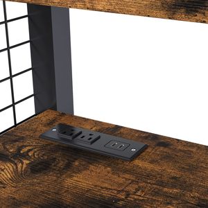 Lit mezzanine pleine grandeur pour adultes/adolescents Cadre en métal lourd Noir Escalier intégré Étagères de rangement Armoire de bureau Lit à sortie USB - Product Image 4