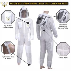 Combinaison de protection professionnelle unisexe confortable à 3 couches en coton/maille/polyester, blanche, avec détection d'aiguilles, durable et sécurisée - Product Image 2