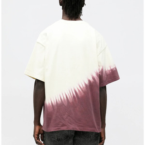 T-shirt en coton pour homme de haute qualité, col montant, épaules tombantes, coupe oversize, impression personnalisée, tie-dye, 100 % coton - Product Image 2