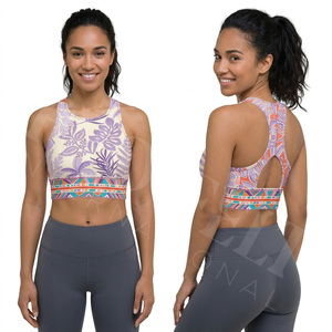 Sujetador Deportivo Atlético, Moderno y Elegante, Sublimado con Estampado Personalizado, Espalda Cruzada, para Entrenamiento, Yoga, Gimnasio, Transpirable, Elástico, de Alta Calidad - Product Image 3