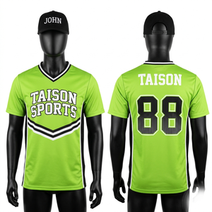 Jersey de Animadoras de Primera Calidad, 180 GSM, Malla de Poliéster, Verde Neón con Paneles Laterales Negros, Sublimación, Logotipo Personalizado - Product Image 1