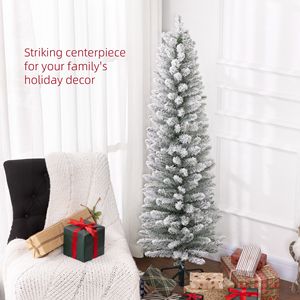 Albero di Natale Artificiale a Forma di Matita 5ft con Rami Innevati e Base in Metallo per Decorazioni Natalizie - Product Image 4