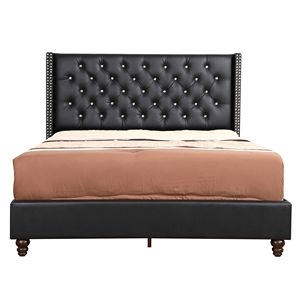 Elegante Letto Matrimoniale Nero Imbottito con Comfort e Stile - Product Image 6