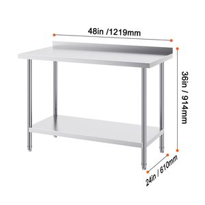 Tavolo da Lavoro Commerciale in Acciaio Inox 48" X 36" con Profondità 24" per Preparazione Alimenti, Banco da Lavoro in Metallo Resistente - Product Image 4