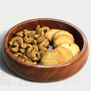 Juego de 2 cuencos de madera de acacia hechos a mano con diseño moderno de granja, cuencos de madera personalizados para servir, aptos para uso en alimentos con mesa de comedor - Product Image 4