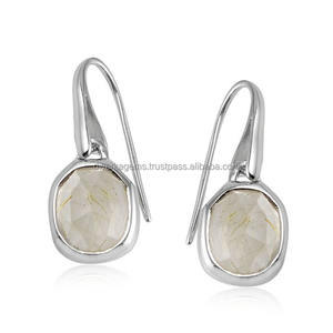 Pendientes de Plata de Ley 925 con Piedras Preciosas de Cuarzo Rosa de Alta Calidad, Fabricación al por Mayor, Pendientes de Moda - Product Image 5