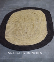 SUREN SPACE Rustic Jute Oval Runner Rug Braided Natural Fiber Waterproof Eco-Friendly Handwoven Reversible Solid Color Medium
