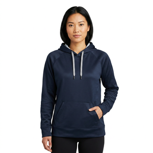 Unisex <b>Navy</b> Blue Hooded <b>Sweatshirt</b> Raglan Sleeve French Terry Quick Dry Casual Regular Fit Autumn 100% Cotton OEM Service - Product Image 3
