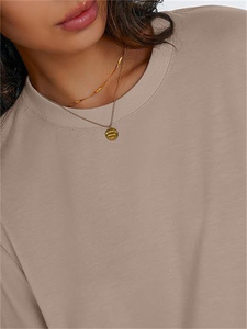 Camiseta de Manga Larga para Mujer, Talla Grande, Cuello Redondo, Algodón - Product Image 2
