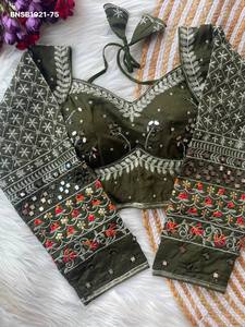 Heavy Vichitra Silk with Sequence & Mirror work 3/4 Sleeve & Sweet-Heart Neck Blouse Collection Supplier from Surat - Product Image 3