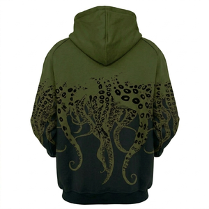 Sweat à capuche pour homme de qualité supérieure, personnalisé, vert foncé et noir, imprimé en 3D, respirant, écologique, uni, pour l'hiver, coupe décontractée classique - Product Image 2