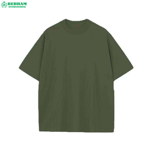Oversized <b>Men's</b> Cotton T-<b>Shirt</b> With Front Logo Print Short Sleeve Casual O-Neck Jersey Tee In Pink Green <b>Red</b> <b>Black</b> Beige - Product Image 2