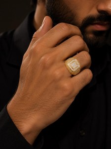 Custom Round Cut Moissanite Half Eternity Pave Set <b>Ring</b> 925 Sterling Silver Mens <b>Iced</b> Out Hip Hop Jewelry For Friends - Product Image 6
