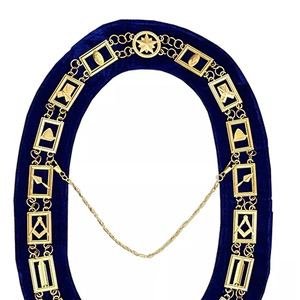 Collar Masónico de Alta Calidad para Maestro Masón de la Logia Azul, con Cadena Dorada y Reverso Azul - Product Image 5
