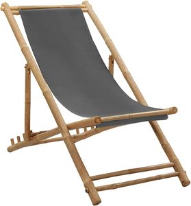 Chaise longue en bambou pliable et réglable pour la plage, avec siège en toile résistant aux intempéries, mobilier de relaxation pour l'extérieur et l'intérieur, vente en gros, OEM - Product Image 2
