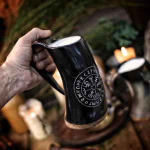 Mug à boire en corne de viking artisanal, technique de sculpture, motifs variés à prix économique - Product Image 5