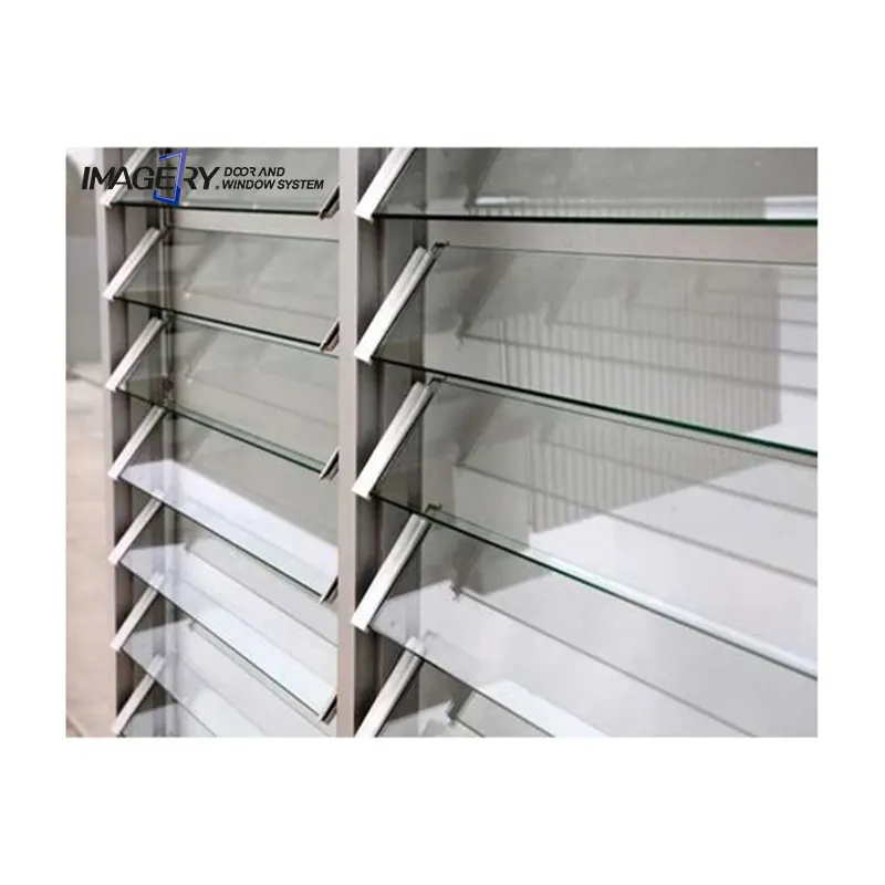 Metal security adjustable clear glass shutter aluminium jendela louvered bingkai desain Harga untuk rumah