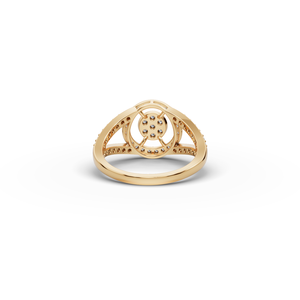 Bague en diamant rond cultivé en laboratoire avec grappe de 77 pierres et sertissage pavé pour fiançailles - Product Image 5