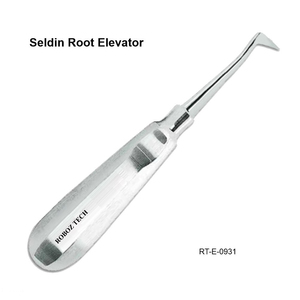 Élévateur de racine dentaire manuel ergonomique Seldin droit en acier inoxydable argent/noir certifié CE par Roboz Tech Pakistan - Product Image 1