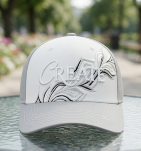 Casquette de baseball brodée personnalisée en coton blanc, 6 panneaux, ajustée, unisexe, pour le sport, le golf, la mode, avec logo frontal à motif lettres - Product Image 1