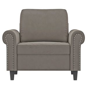 Fauteuil de salon en velours gris clair 100% polyester avec structure en contreplaqué et mousse métallique - Durable et élégant - Product Image 3