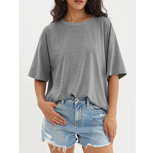 Camisetas de Algodón Grueso para Mujer, Camiseta Informal para Mujer, Camiseta Extra Grande para Mujer, Transpirable, 100% Algodón, Precio Económico - Product Image 5