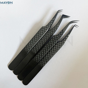 Pinces professionnelles pour extensions de cils en acier inoxydable non magnétique avec poignée confortable, logo personnalisé, usage en salon - Product Image 2