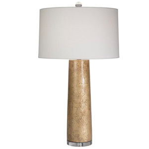 Lampe de table vintage en cuivre martelé avec abat-jour en tissu beige, base en métal bronze antique pour la décoration du salon et de la chambre - Product Image 6