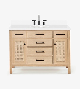 Meuble de salle de bain Chloe 49 pouces, vasque simple, en chêne blanc, directement de l'usine au Vietnam - Product Image 1