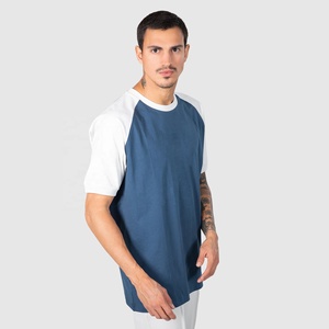 Camiseta en blanco sin etiqueta con cuello grueso de dos tonos para hombre 100% algodón Heavy Ringer manga raglán cuello ligero Patchwork sin etiqueta - Product Image 2