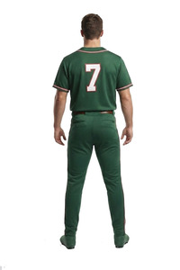 Conjunto de Uniforme de Béisbol Estampado Verde para Hombre, Jersey de Manga Corta con Botones y Número, Transpirable, 100% Poliéster, Absorbe la Humedad - Product Image 2