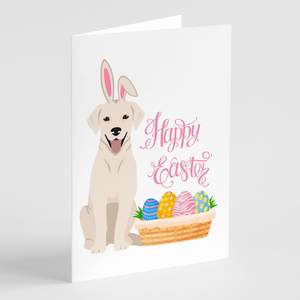 Blanc crème Labrador Retriever Pâques cartes de voeux Pack 8 cartes de note vierges enveloppes A7 lunatique taille 5x7 cartes de note vierges - Product Image 1