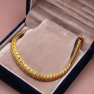 Pulseras de Hombre Chapadas en Oro Micro de 14K, 18K, 24K al por Mayor, Joyería de Moda, Pulseras de Cadena de Oro Estilo Bizantino, Eslabones de Latón - Product Image 6