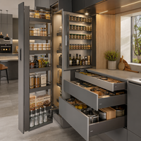 Ensemble de meubles de cuisine modulaires en bois massif, finition haute brillance, style italien de luxe, rangement intelligent, pour projets d'appartements