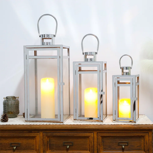 Lanterne décorative vintage en métal argenté de haute qualité pour la décoration intérieure, Noël, Pâques, anniversaire, à prix avantageux - Product Image 1