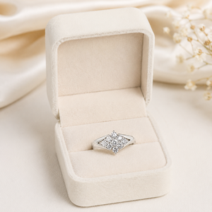 Bague en or blanc 14 carats avec diamants ronds réels de 0,30 TCW |   Bijoux fins pour femmes, cadeau de fiançailles, de mariage ou d'anniversaire - Product Image 2