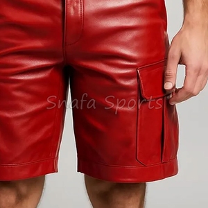 Pantalones cortos de cuero transpirables para hombre, de verano, con múltiples bolsillos, 100% cuero, de venta caliente. - Product Image 6