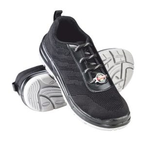 Chaussures de sécurité antistatiques noires à embout en acier, baskets de travail en maille, semelle extérieure en PU double densité, protection à lacets pour usine - Product Image 1