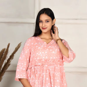 Nueva Túnica Étnica con Cuello en V, Diseño Jaipuri, de Algodón Estampado, Vestido Corto y Sencillo para Mujer, Túnica Casual con Estampado - Product Image 1