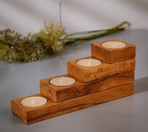Modern Hurricane Candleholder Wooden Taper Candle Stand Set Natural Wood Religious <b>Activities</b> Home Wedding <b>Table</b> Decor - Product Image 3