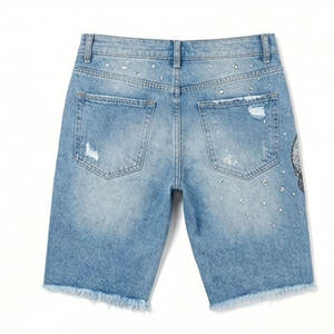Shorts en jean foncé pour homme, coutures durables, polyvalents pour un usage quotidien - Product Image 2